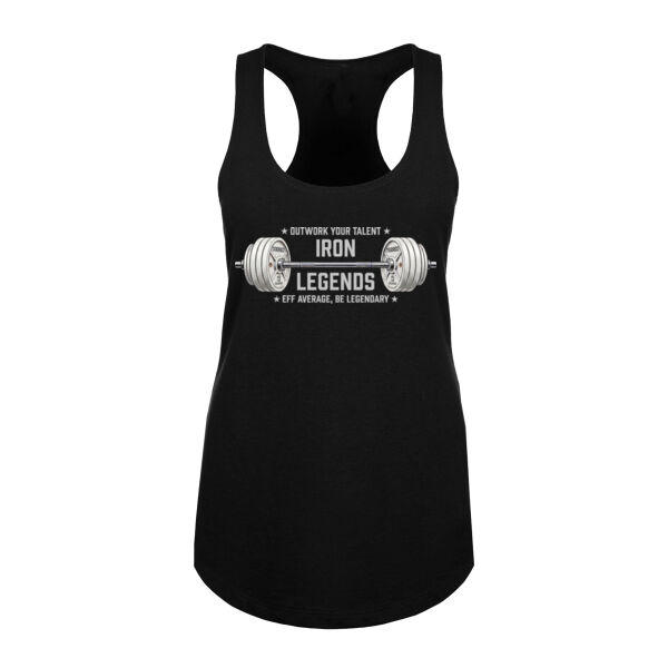 IRON LEGENDS BARBELL LOGO - WOMEN'S FITTED TANK TOP - $QXA27B$ Thumbnail