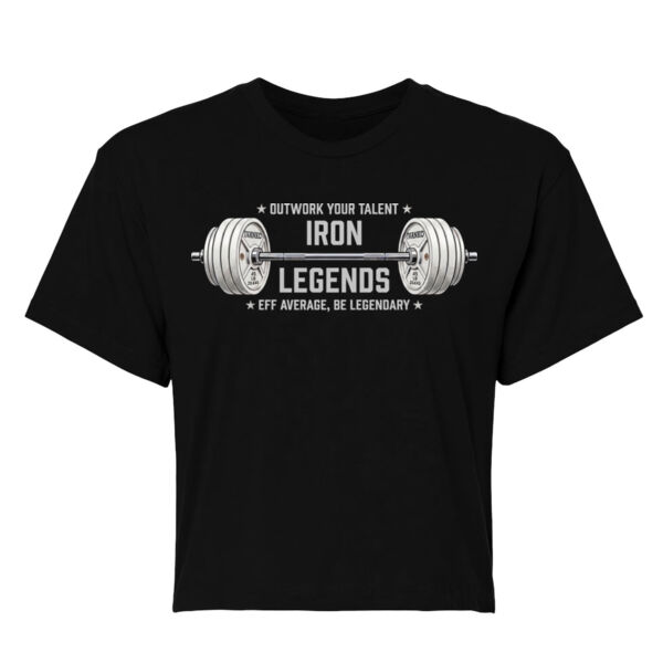 IRON LEGENDS BARBELL LOGO - WOMEN'S CROP T-SHIRT - $QXA27B$ Thumbnail