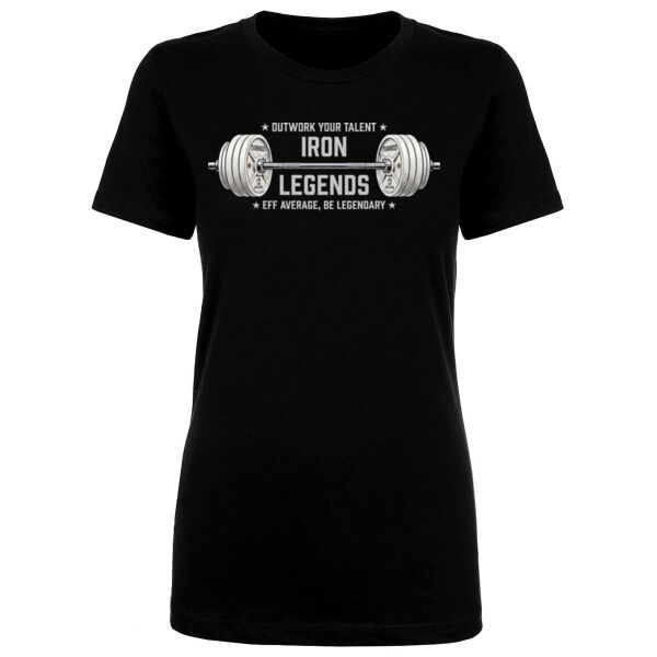 IRON LEGENDS BARBELL LOGO - WOMEN'S FITTED T-SHIRT - $QXA27B$ Thumbnail